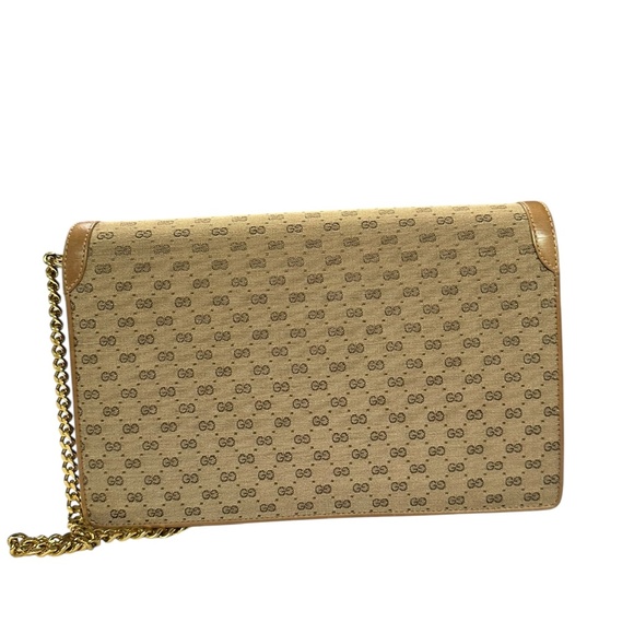 RARE Genuine Vintage GUCCI GG Logo Chain Shoulder Bag Clutch Bag Purse - Picture 7 of 16